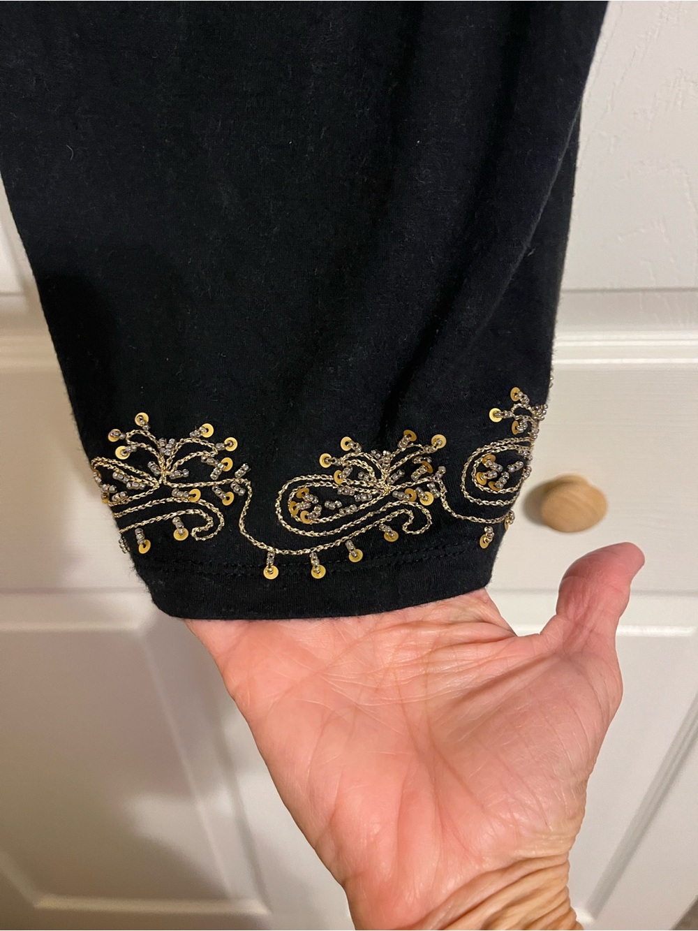Black Tank with Gold Sequin Detailing - Picture 3 of 8